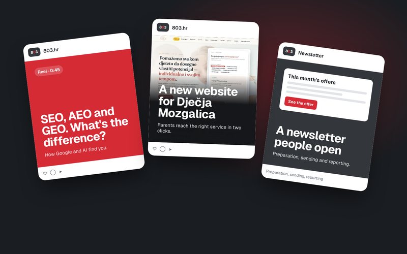 Examples of social media posts and a newsletter