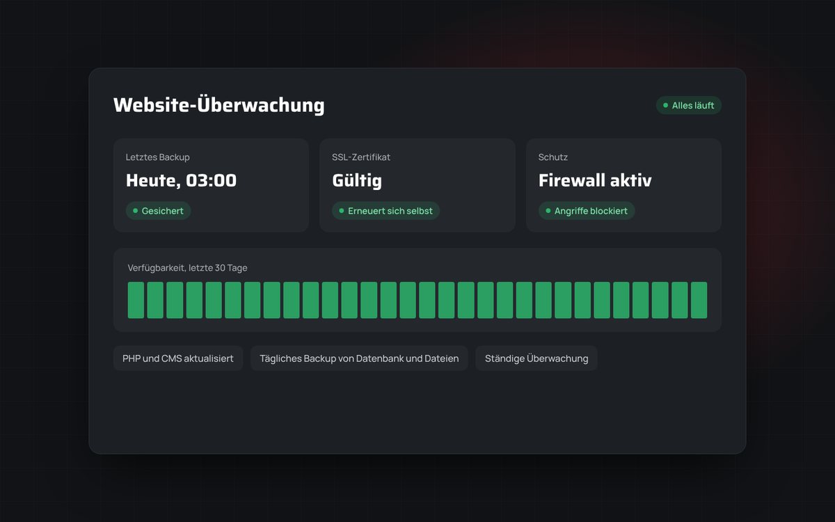Hosting und Wartung · Hosting und Wartung, ohne Sorgen