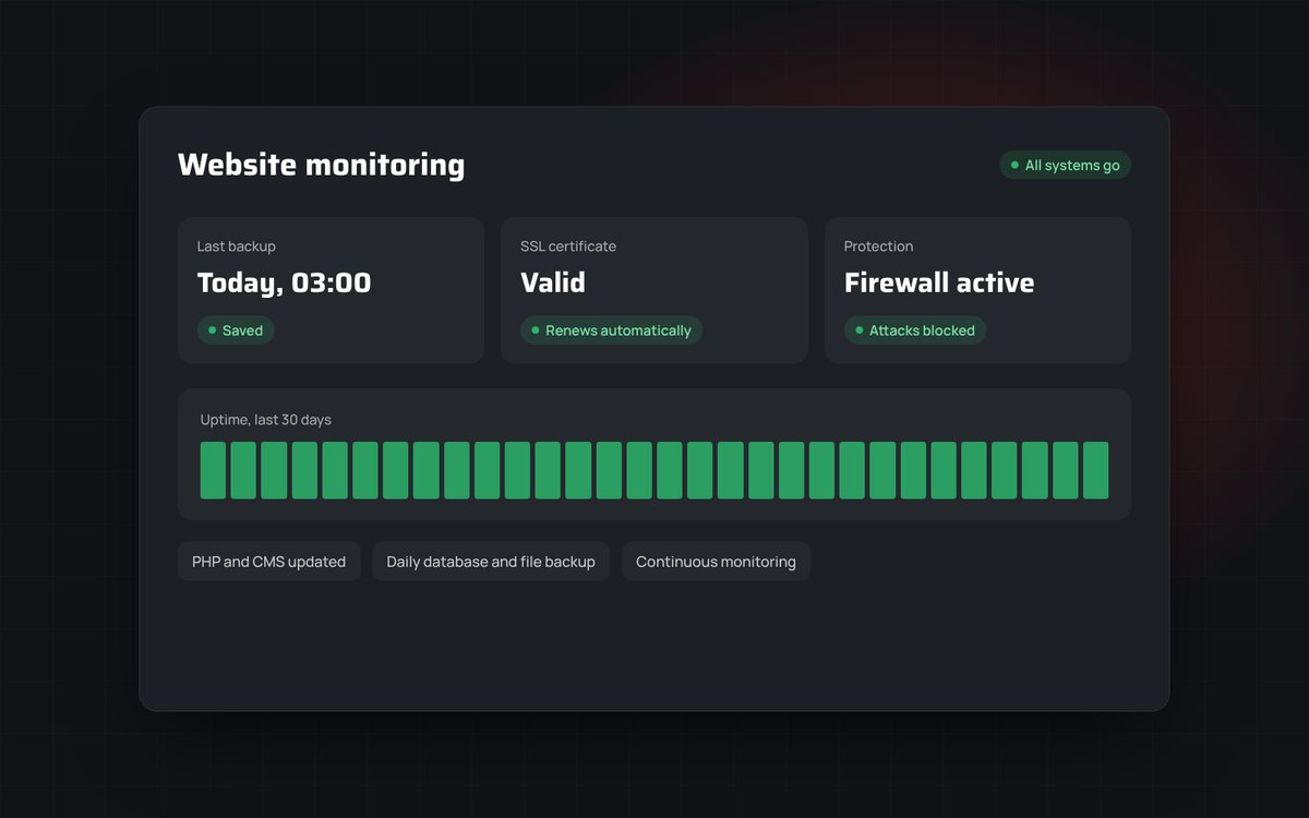 Hosting and maintenance · Hosting and maintenance, worry-free