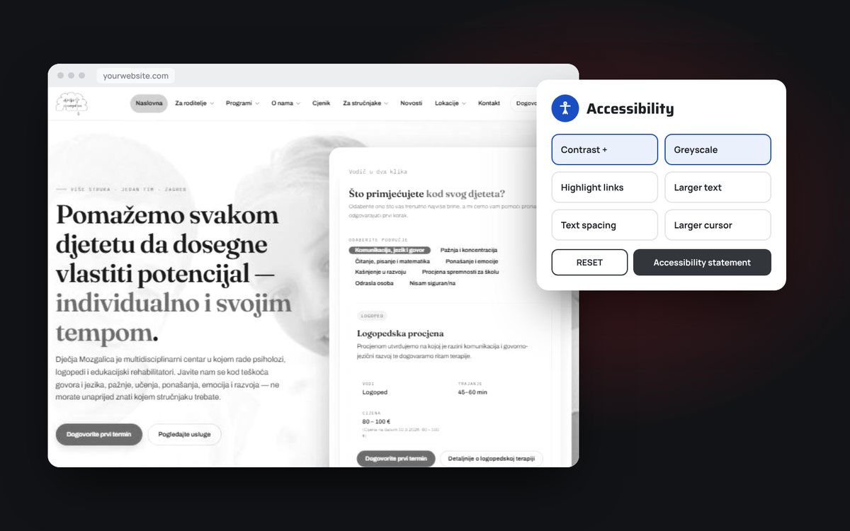 Accessibility widget, interface illustration