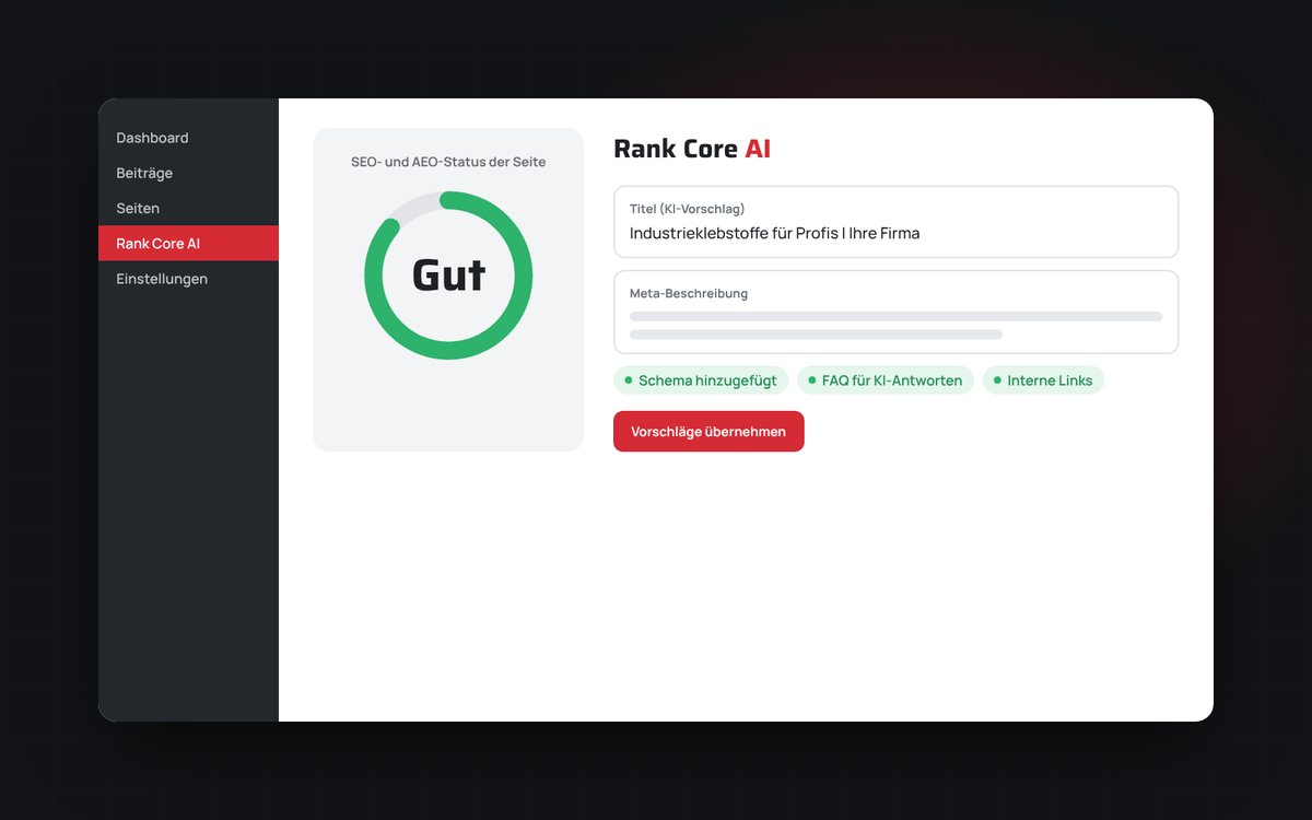 Rank Core AI, Illustration der Oberfläche