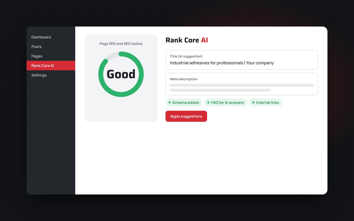 Rank Core AI, interface illustration