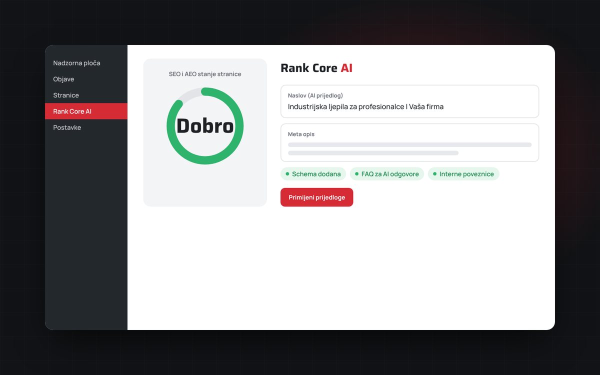 Rank Core AI, ilustracija sučelja